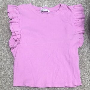 Pink Zara ruffle crop top size large